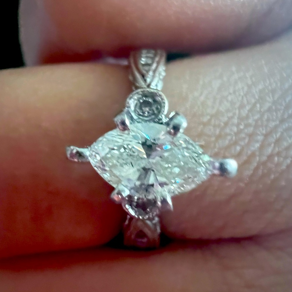 Marque cut diamond ring white gold
